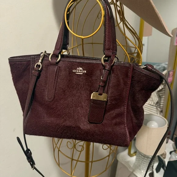 Coach Dark Red Fur Satchel - Picture 2 of 6